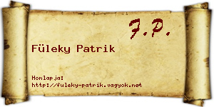 Füleky Patrik névjegykártya