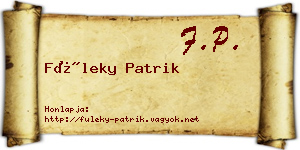 Füleky Patrik névjegykártya